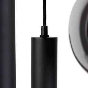 Lampă suspendată modernă neagră cu sticlă fumurie cu 3 lumini - Clayton