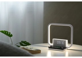 Lampă LED dimabilă de masă cu ceas deșteptător și încărcare Qi Immax 08994L 18W/230V alb