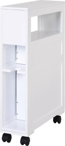 HOMCOM Mobilier Baie din Lemn, Rafturi și 2 Sertare, 16x52x66 cm, Design Modern, Alb | Aosom Romania