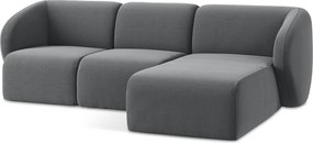 Colțar gri cu tapițerie din catifea (cu colț pe partea dreaptă/cu șezlong) Lani – Makamii