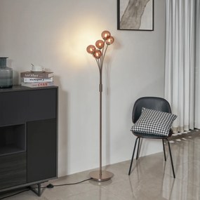 Lampă de podea de design bronz cu sticlă bronzată cu 5 lumini - Atena