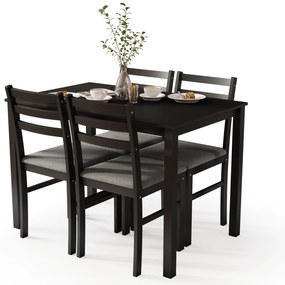 MAZZONI EXPORT Set TORINO masă + 4 scaune Negru/Gri deschis (material Sawana 21) - SET DE LEMN PENTRU BUCĂTĂRIE/SUFRAGERIE