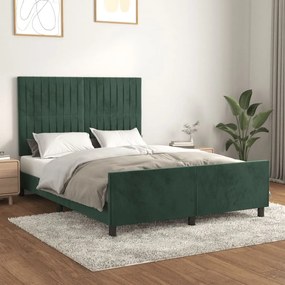 3125882 vidaXL Cadru de pat cu tăblie, verde închis, 140x200 cm, catifea