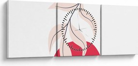 Tablou - Abstracție florală roz N⁰2 (cu ceas) (90x30 cm)