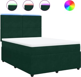 vidaXL Pat box spring cu saltea, verde închis, 160x200 cm, catifea