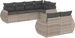 vidaXL Set canapele de grădină cu perne, 7piese gri deschis poliratan