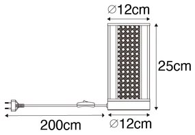 Lampă de masă orientală albă cu ratan 12 cm - Akira