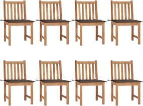 vidaXL Scaune de grădină cu perne, 8 buc., lemn masiv de tec