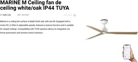 Ventilator tavan de exterior smart sistem TUYA si telecomanda IP44 MARINE M alb/stejar
