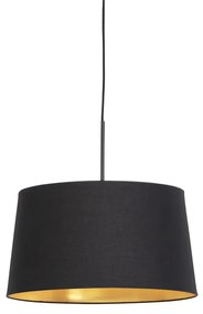 Lampă suspendată cu abajur de bumbac negru cu aur 40 cm - Combi