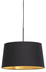 Lampă suspendată cu abajur din bumbac negru și auriu 40 cm - Combi