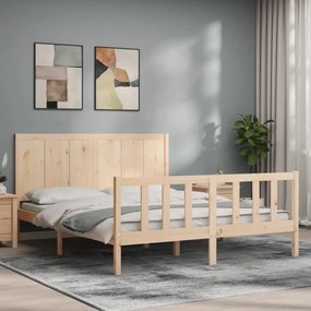 vidaXL Cadru de pat cu tăblie, king size, lemn masiv