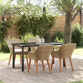 vidaXL Set de dining pentru grădină 5 piese Bej Ratan Poliat
