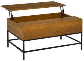HOMCOM Masă de Cafea Reglabilă Masă de Cafea cu Spațiu de Depozitare Ascuns Masă Reglabilă pentru Salon Sufragerie 90x60,5x45,5 cm Tecă | Aosom Romania