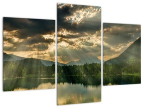 Tablou cu lac și soarele translucid (90x60 cm)