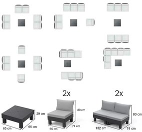 Elements II 6 locuri set de mobilier de grădină grafit