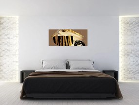 Tablou - Abstracție maro auriu N⁰2 (120x50 cm)