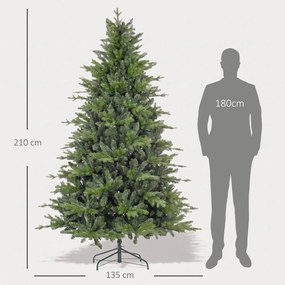 HOMCOM Brad de Crăciun Artificial cu 1821 Crengi, Brad de Crăciun Pliabil cu Bază Metalică, Ø117x180 cm, Verde | Aosom Romania