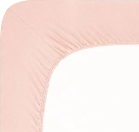 decoDoma Cearșaf elastic jersey cu elastan pudră 90 x 200 cm