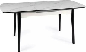 Masa extensibila APOLLO, alb cu efect de marmura/negru, 120/160x80x76