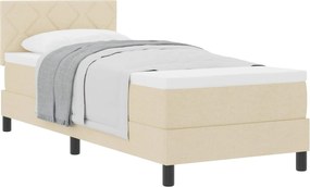 vidaXL Pat cu arcuri cu saltea cu headboard Crem 80 x 200 cm țesătură