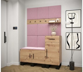 Set mobilier pentru hol Amanda 5 (Stejar artisan + roz). 1085894