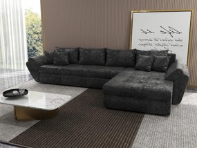 Colțar extensibil dumonde cu ladă de depozitare si sezut confortabil din spuma high-density, Loana XL Euphoria Negru II 335x185 cm