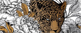 Tablou - Leopard între flori (120x50 cm)