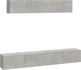 vidaXL Set dulap TV, 4 piese, gri beton, lemn prelucrat