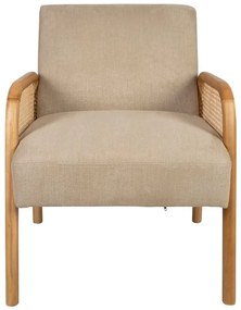Scaun dining, bej, din lemn de cauciuc si textil, Fermin