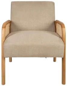 Scaun dining, bej, din lemn de cauciuc si textil, Fermin