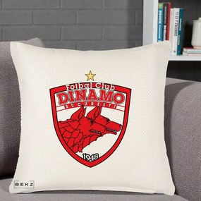 Perna Personalizata FC Dinamo Bucuresti 1948 Fotbal, 40x40 cm, Crem Reliefat, Husa Detasabila, Perna Inclusa, BEKZ®