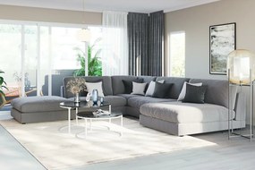 Colțar modular Seattle L121Gri, 336x336x87cm, Picioare: Plastic