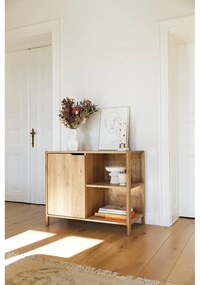 Dulap în culoare naturală din lemn de stejar 95x80 cm Twig – The Beds