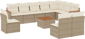 vidaXL Set canapele de grădină cu perne, 11 piese, bej, poliratan