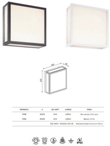 Aplica LED de perete/tavan iluminat exterior IP65 BACHELOR alba