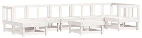 3186278 vidaXL Set mobilier relaxare grădină, 8 piese, alb, lemn masiv de pin