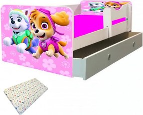 Junior Paw Patrol Pink cu saltea si sertar