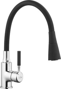 Baterie bucatarie cu pipa flexibila Invena Hula negru - crom