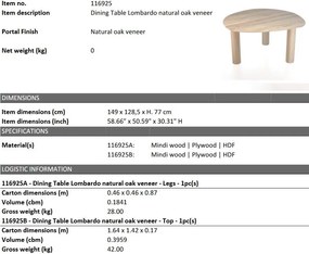 Masa dining moderna design LUX Lombardo natur 149x128cm