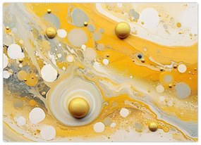 Tablou pe sticlă - fundal abstract cu decor de aur (70x50 cm)