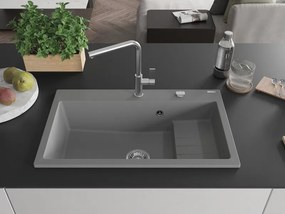 Mexen Omar chiuvetă de bucătărie granit 1-cameră 800 x 480 mm, gri, sifon crom - 6520801005-71