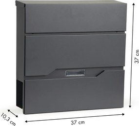 Cutie poștală din oțel galvanizat cu suport pentru ziare antracit