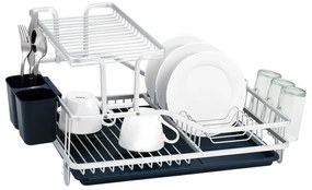 Uscător de vase Luigi Ferrero FR-5535AL-B, 2 niveluri, 46x35x27 cm, Picioare antiderapante, Tavă de scurgere, Albastru închis