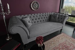 Canapea fixa eleganta Paris Chesterfield, gri argintiu