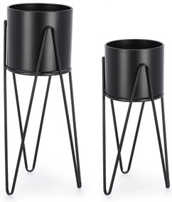 Suport pentru flori, Madelyn rotund, Negru, Set2