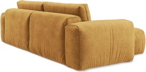 Colțar galben muștar extensibil cu tapițerie din chenille (cu colț pe partea stângă/cu șezlong) Kuki – Makamii