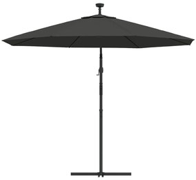 Umbrela suspendata cu LED si stalp din otel, antracit, 300 cm Antracit, 300 cm