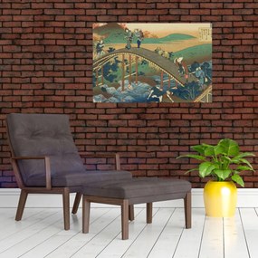 Tablou - Katsushika Hokusai, Ariwara no Narihirafrom the series One Hundred, Poems Explained by the Nurse (Hyakunin isshu uba ga etoki), reproducere (90x60 cm)