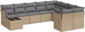 vidaXL Set canapele de grădină cu perne, 10 piese, bej, poliratan